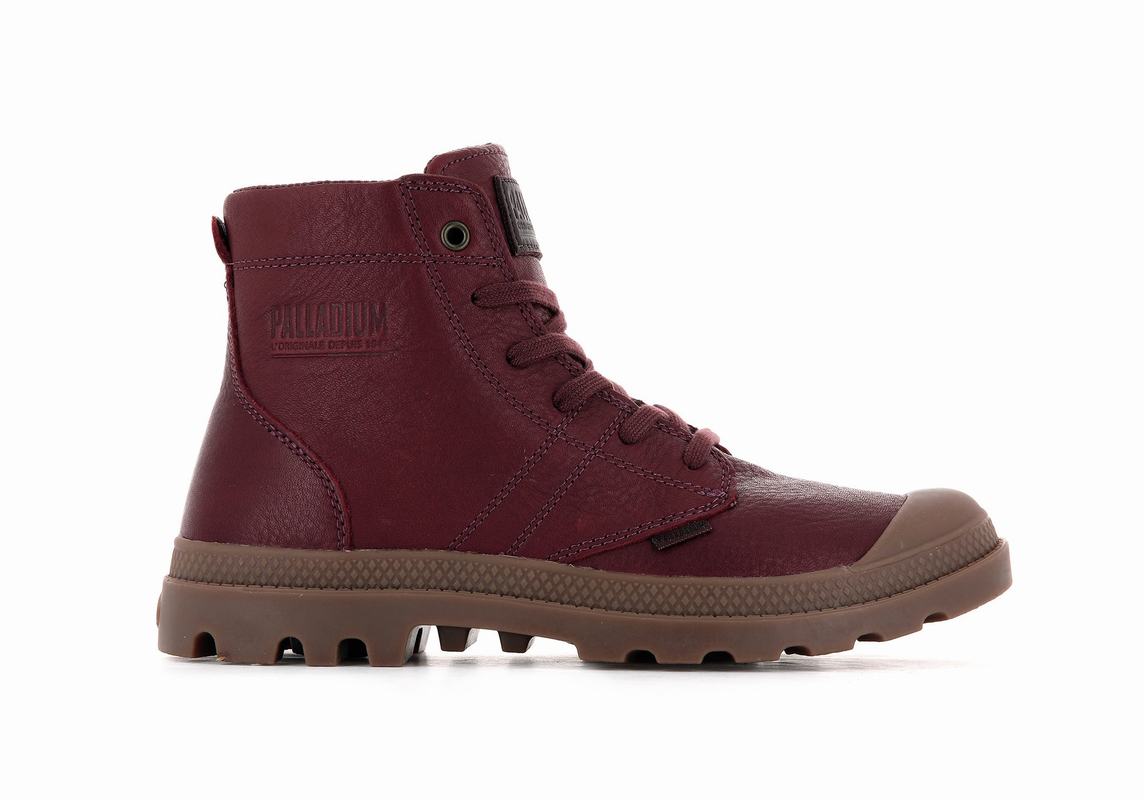 Palladium Pallabrousse Leather Mens Boots Dark Red Australia [HIEUFY-961]